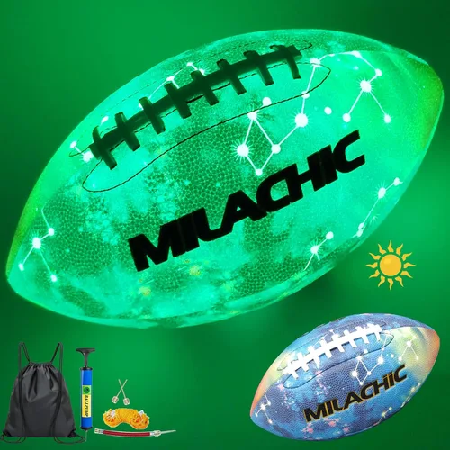 Balón de fútbol que brilla en la oscuridad Tamaño 9 y Tamaño 6 para jóvenes, balones de fútbol luminosos y brillantes con súper agarre, de piel