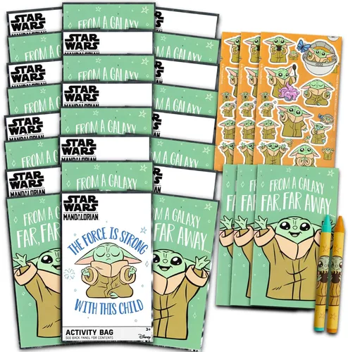Baby Yoda - Juego de mini recuerdos de fiesta de cumpleaños, paquete con 24 paquetes de juegos de Star Wars The Mandalorian | Mini libros para