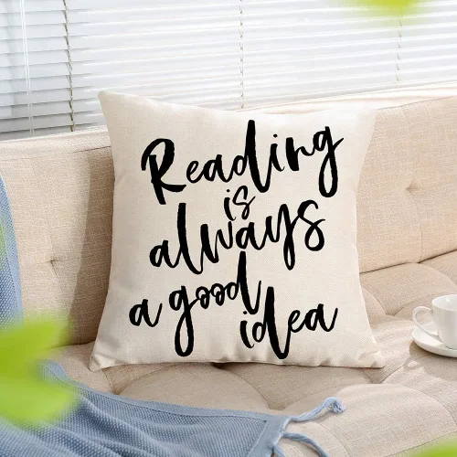 Miniatura 3 de Ogiselestyle Reading is Always A Good Idea - Funda de almohada motivacional, decoración de granja, funda de cojín para amantes de los libros, sofá