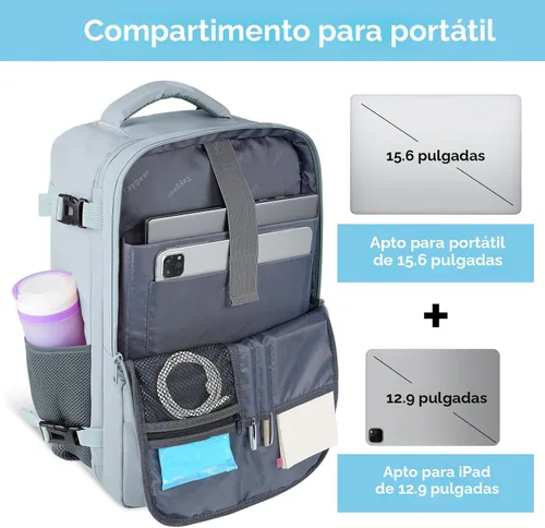 Miniatura 5 de Taygeer Mochila de Equipaje de Mano, Mochila de Viaje de 35 Litros para Mujeres Aprobada por Aerolíneas, Bonita Bolsa de Viaje para Artículos Azul