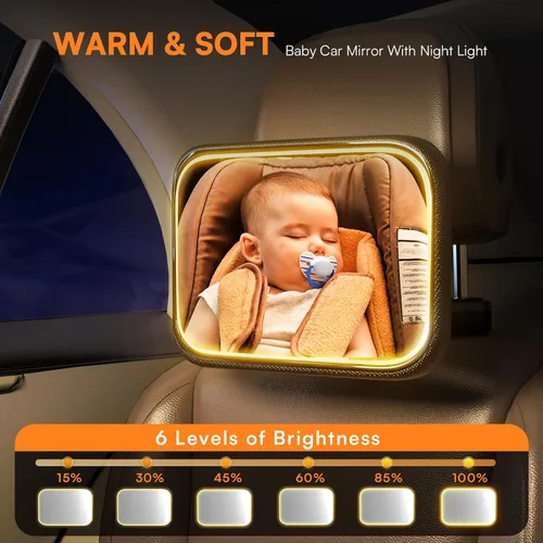 Miniatura 4 de Espejo de coche recargable para bebé con luz – Espejo para bebé en coche con control remoto, espejo de coche para bebé estable gancho clip