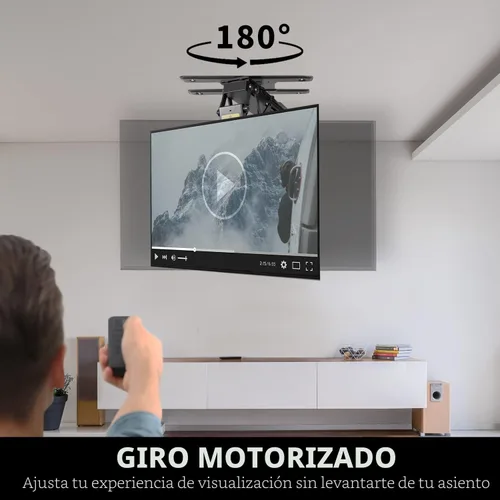 Miniatura 3 de VIVO Soporte eléctrico para TV de techo abatible y giratorio para pantallas de 32 a 70 pulgadas, montaje VESA de techo plano motorizado grande