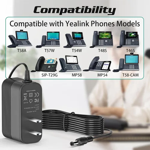 Miniatura 2 de Adaptador de corriente de 5V 2A para teléfono Yealink T54W, T46U, MP54, MP56, T57W, T46S, T48U, T53W Reemplazo de fuente de alimentación