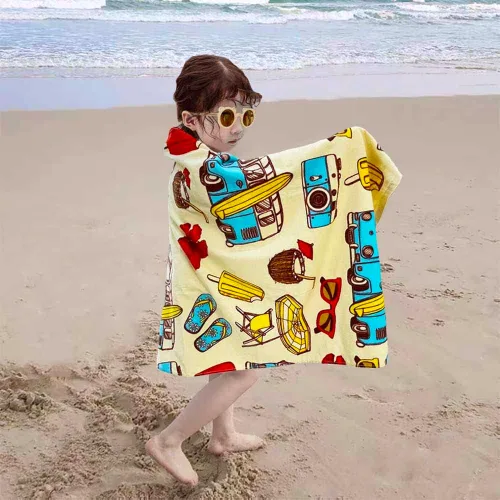 Miniatura 6 de Toalla de playa para niños, manta de rizo de terciopelo, 100% algodón, súper suave, absorbente, 25.5 x 51 pulgadas, para baño, natación, deportes