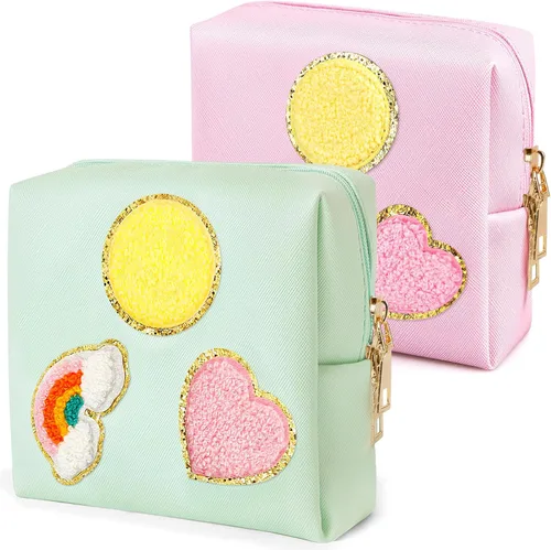 Miniatura 11 de Paquete de 2 bolsas para el período, bolsa de almacenamiento de servilletas sanitarias de piel sintética para almohadillas femeninas, forros, Style 6