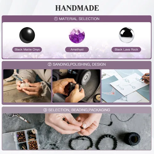 Miniatura 40 de Triple Protection Bracelet - for Protect & Balance - Energy Crystal Handmade Bracelets for Men Women