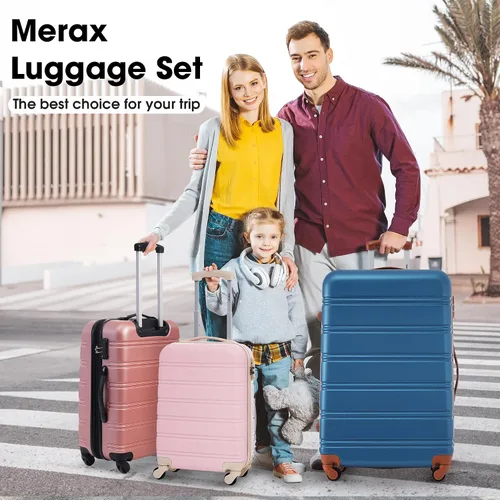 Miniatura 440 de Merax Juegos de equipaje de mano en maleta aprobada por aerolíneas, estuche rígido con ruedas giratorias expandibles, Negro