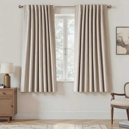 Miniatura 20 de UHITECH Cortinas cortas de lino de 24 pulgadas de largo para ventanas pequeñas de granja, cortinas opacas modernas para sala de estar, pestañas