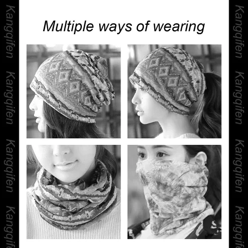 Miniatura 4 de Gorro de punto a rayas multifunción para mujeres y hombres