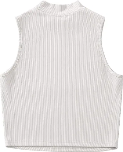 Miniatura 2 de Verdusa Camiseta corta básica sin mangas con cuello alto falso para mujer
