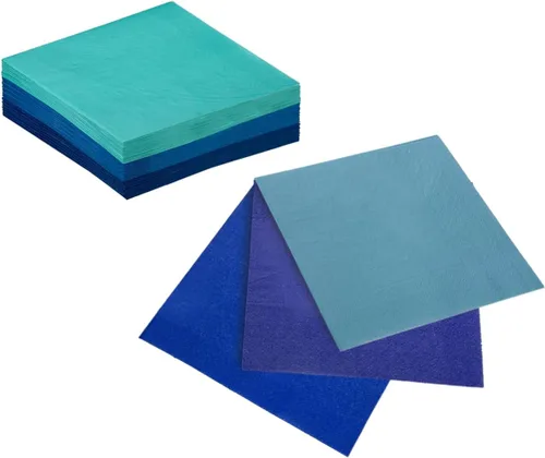 Miniatura 4 de Servilletas de cóctel azules 6 colores 5 * 5 pulgadas servilletas desechables de papel para cóctel, boda, cena, fiesta de cumpleaños, postre, vino