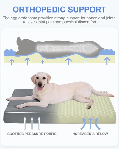 Miniatura 3 de KSIIA Cama Extra Grande para Perro para Almohadilla de Jaula, Cama Impermeable para Perro con Funda Extraíble y Lavable, Espuma Tipo Caja de Huevos