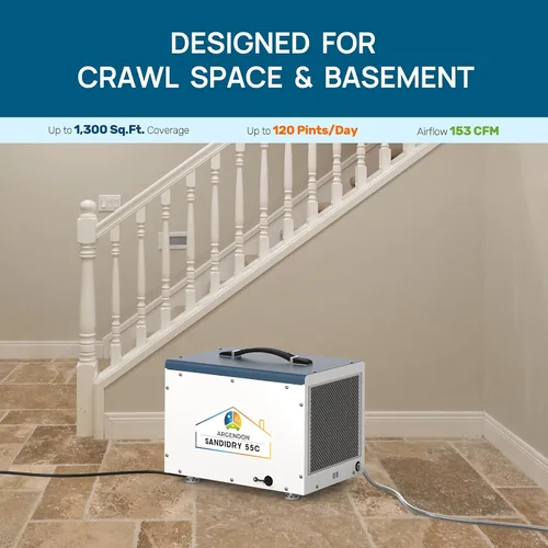Miniatura 2 de ARGENDON Commercial Dehumidifiers with Pump and Drain Hose for Crawlspace, Basement, 120 PPD Crawl Space Dehumidifier for Large Spaces, Job Site