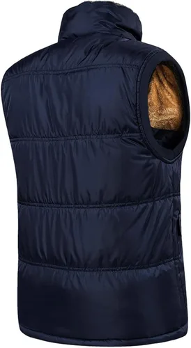 Miniatura 21 de Chaleco acolchado de invierno cálido para hombre, con forro polar grueso, sin mangas, chaqueta sin mangas