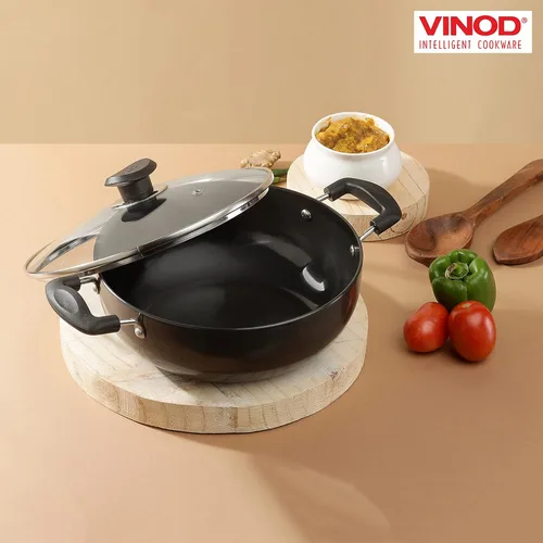 Miniatura 5 de Vinod Kadhai anodizado duro 7 litros (7.3 cuartos de galón) - Tapa de acero inoxidable - 11.8 in - Adecuado para cocina india, salsas, guisos - Cazo