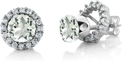 Miniatura 174 de Gem Stone King Aretes redondos de plata de ley 925 de 0.236 in con piedra natal extraíble para mujer