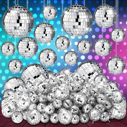 Miniatura 9 de Funtery 100 Piezas Bolas de Discoteca con Espejo a Granel Surtidas Plateadas Colgantes Decoración de Bolas de Discoteca para Hogar Boda Cumpleaños