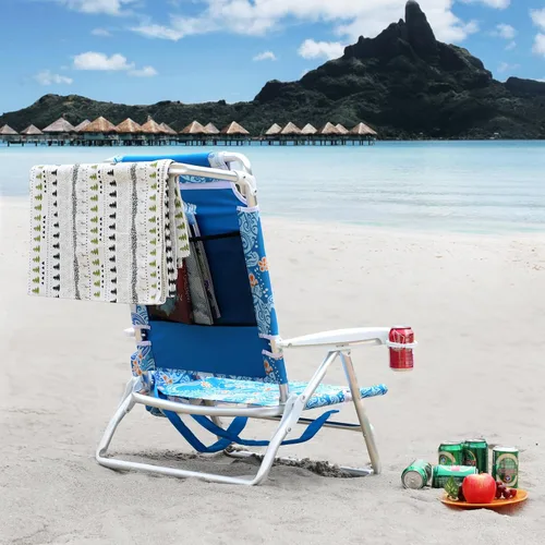 Miniatura 2 de Old Bahama Bay Silla de playa tipo mochila, paquete de 2, silla reclinable ligera de aluminio de 5 posiciones para adultos, soporte resistente, 400