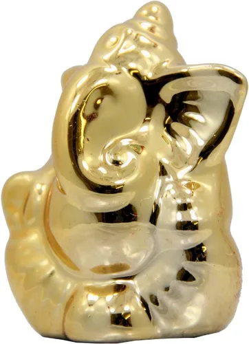 Miniatura 2 de DharmaObjects Ganesh/Ganesha/Ganpati Abstracto Hueso China Oro