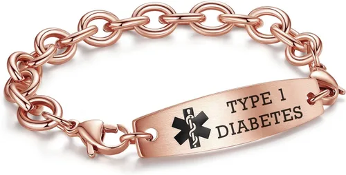 Miniatura 34 de LinnaLove Pulseras de identificación médica intercambiables Cadena de cable de acero inoxidable pulseras de alerta médica personalizables