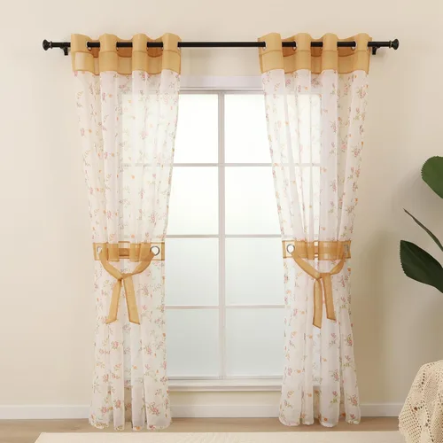 Miniatura 12 de L.Z.E - Cortinas transparentes blancas y negras de 63 pulgadas de largo, 2 paneles para sala de estar, cortinas elegantes y modernas transparentes