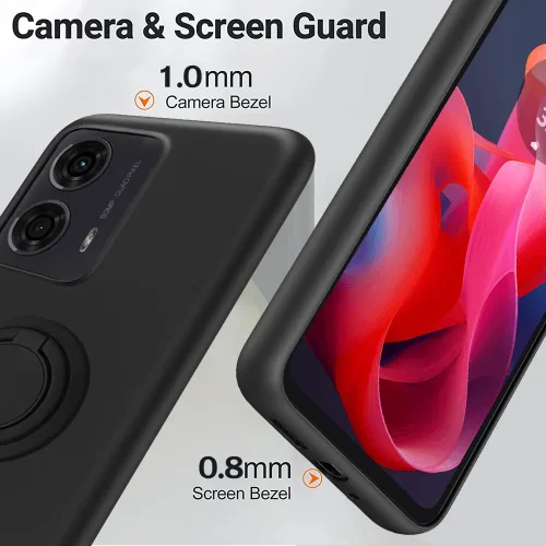 Miniatura 2 de Funda de teléfono para Motorola Moto G04/Moto G24/E14 con protector de pantalla de cristal, soporte de anillo giratorio de 360°, soporte de silicona