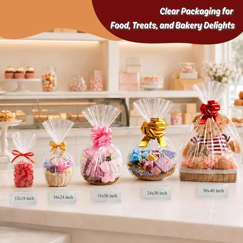 Miniatura 5 de Wowfit Bolsas de celofán, 10 unidades de 9x20 pulgadas Bolsas de celofán transparentes perfectas para regalos, presentes, botellas de vino