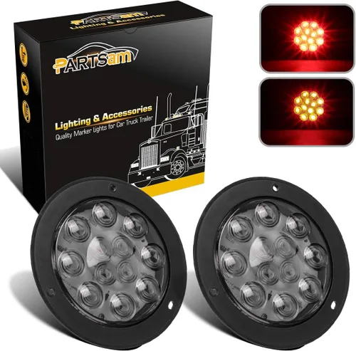 Miniatura 9 de Partsam - Luces traseras ledes redondas para remolque (4 pulgadas), Blanco Lente Transparente