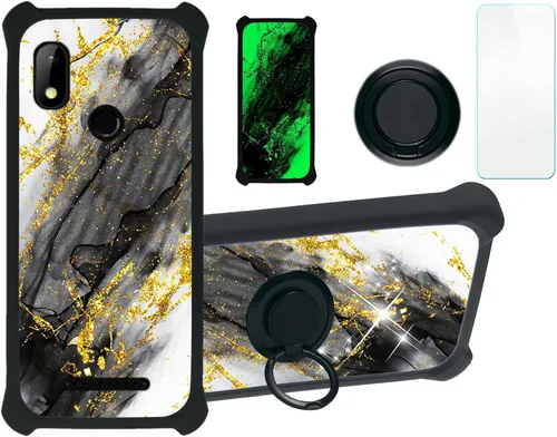 Miniatura 6 de Aroepurt Cricket Ovation 2 - Funda compatible con AT&T Maestro Max (2021) [PC duro + silicona suave] [purpurina dorada + luminosa] JSH-HDL