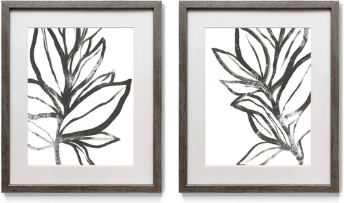 Arte floral para pared, marco rústico de plata envejecida, juego de decoración de pared de 2 piezas: plumeria, caléndula, flores silvestres, Black