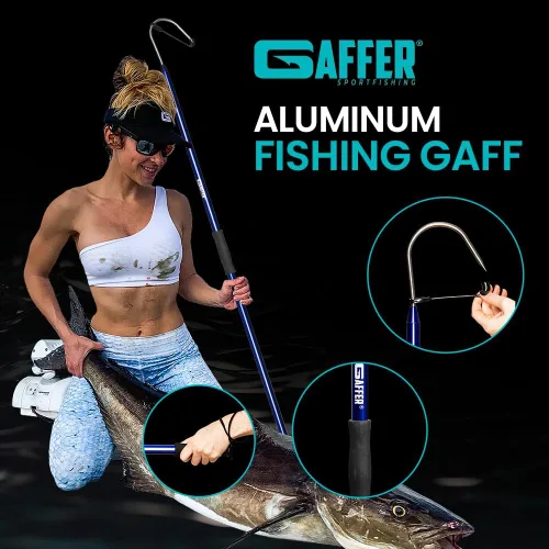 Miniatura 2 de GAFFER SPORTFISHING Aluminum Fish Gaff Hook Lightweight Fishing Pole with Sharp Stainless Steel Spear Hook Ergonomic Foam Grips, Secure Lanyard