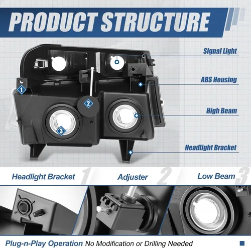 Miniatura 4 de Auto Dynasty 4 piezas de conjunto de faros y lámparas de parachoques compatibles con Chevy Colorado GMC Canyon 2004-2012 Isuzu i-290 i-370 2007-2008