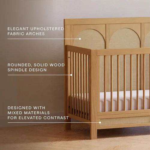 Miniatura 3 de Namesake Cuna convertible Eloise 4 en 1 en miel y arena de alto rendimiento, tejido ecológico, certificado GREENGUARD Gold Miel y Performance Sand