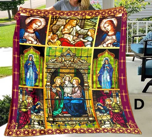 Miniatura 5 de Manta de franela para sala de estar/dormitorio de Jesús Virgen María, ultra suave, manta cálida (A, 4.9 ft* 6.6 ft (60 x 80 pulgadas)