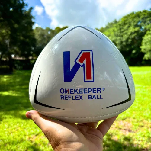 Miniatura 4 de ONEKEEPER Pelota de reflejo y reacción para fútbol - Blanco, naranja, azul, rosa y amarillo fluo, entrenamiento de agilidad y coordinación