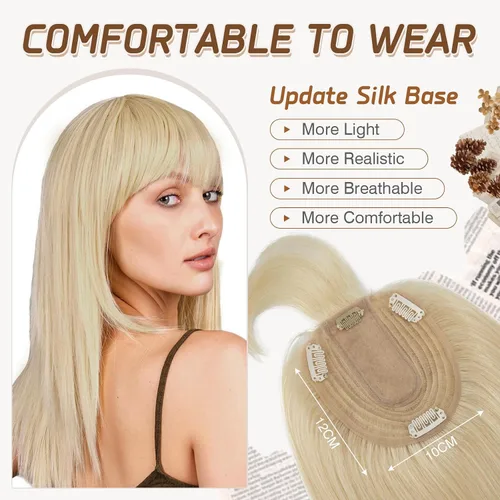 Miniatura 57 de Rich Choices Pelucas con topper de cabello para mujeres, cabello humano real 100% Remy, sin flequillo, para mujeres con adelgazamiento en la parte