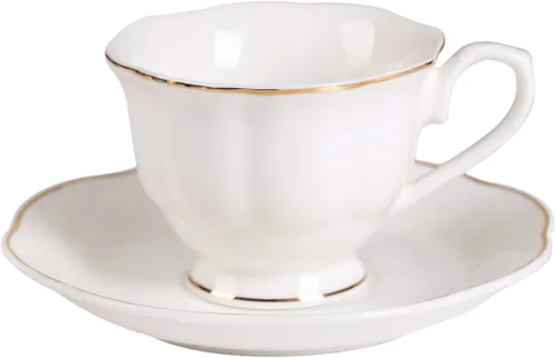 Miniatura 5 de Guangyang Juego de 12 tazas y platillos de porcelana fina de 2.5 onzas, juego de 6 tazas de café turco para doble color blanco espresso con ribete