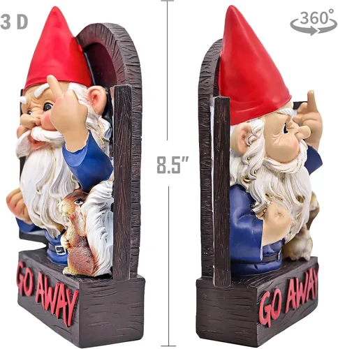 Miniatura 4 de Estatua de jardín de gnomo de dedo medio enojado, estatua de gnomo travieso de fantasía loca que se quita a los invitados, decoración colgante