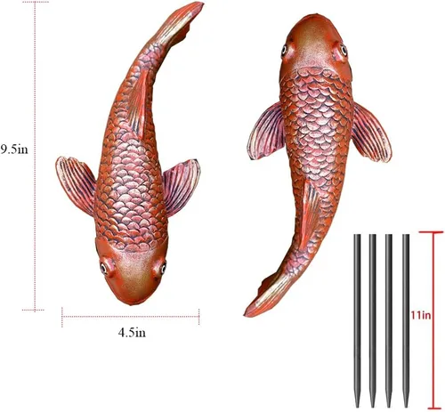 Miniatura 6 de Estatuas de Jardín de Peces Koi de Cerámica Antigua - Juego de 2 Exquisitas Esculturas de Peces para Exteriores, Patio, Estanque y Decoraciones