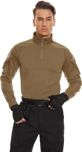 Miniatura 38 de TACVASEN Camisa táctica de manga larga para hombre, con cremallera de 1/4, con bolsillos, para paintball, militar, Airsoft, transpirable