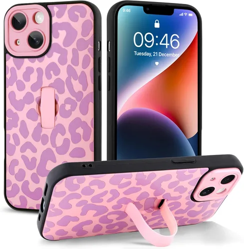 Miniatura 55 de Funda compatible con iPhone 17 Pro Max con correa de mano para los dedos, funda de teléfono con estampado de leopardo y guepardo para mujeres