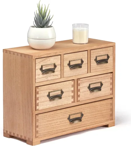 Miniatura 9 de KIRIGEN Organizador de gabinete de almacenamiento de madera, cajones de almacenamiento de escritorio para suministros de oficina en casa marrón