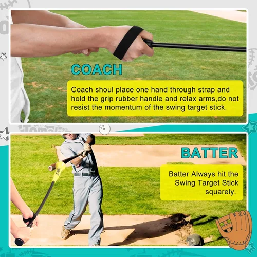 Miniatura 3 de Hitting Stick Batting Swing Trainer, Batting Practice Equipment for Baseball and Softball, Ideal One-on-One Coaching Tool for Baseball 54