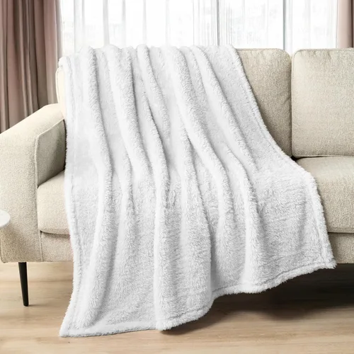 Miniatura 31 de PAVILIA - Manta de sherpa para sofá, gris esponjosa y cálida, manta de felpa suave para cama, acogedora, súper suave y ligera, manta decorativa