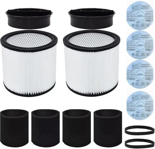 Miniatura 9 de Filtro ANBOO para Shop Vac 90304 90350 90333 9030400 Aspiradora Húmeda y Seca con Tapa, 2 Piezas Filtro de Manga de Espuma 90585, 2 Piezas Filtro