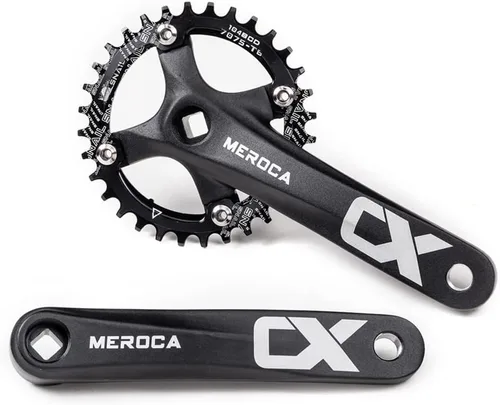 Miniatura 5 de Cyclon Single Speed Square Taper Crankset, 170mm Mountain Bike Crankset with 104BCD 32T/34T/36T/38T/40T/42T Narrow Wide Tooth Round Black Chainring