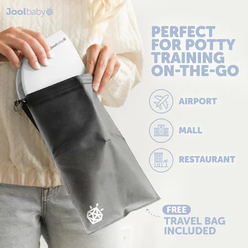 Miniatura 3 de Jool Baby Asiento de entrenamiento para ir al baño plegable para viaje para niños pequeños, se adapta a inodoros redondos y ovalados, ventosas Blanco