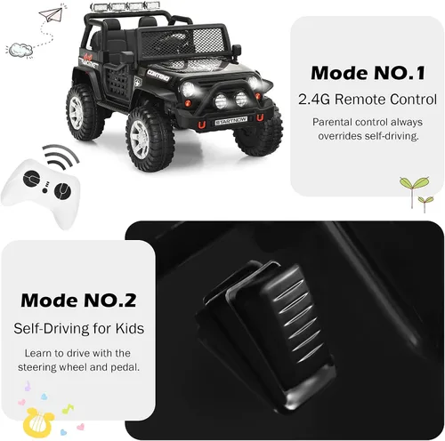 Miniatura 3 de OLAKIDS Camión de paseo para niños, vehículo eléctrico de 2 plazas de 12 V con control remoto, auto de juguete alimentado por batería para niños