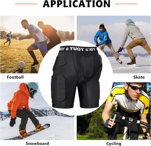 Miniatura 6 de Mens Football Girdle with Pads Hip Thigh Butt Tailbone Protector Pants Padded Compression Short Youth Adult Protective for Baseball Snowboard Skate