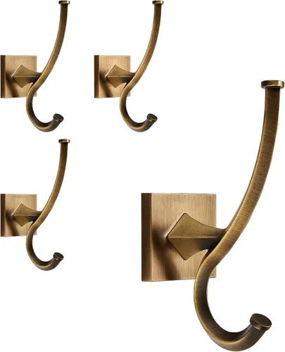 Miniatura 11 de TUNNY Paquete de 2 Ganchos de Pared Vintage - Ganchos para Abrigos Dorado Champán Gancho para Toallas para Colgar de Servicio Pesado Gancho de Baño
